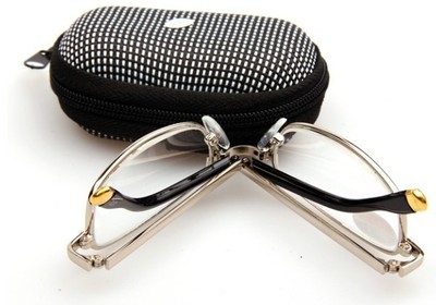 RG8A 3 x PAAR faltbare Lesebrille, silbernes Gestell, goldene Spitze mit Etui & Tuch 