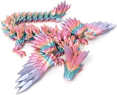 3D Printed Dragon - 18 inch Flying Dragon with Wings, XL Articulated Winged Crys