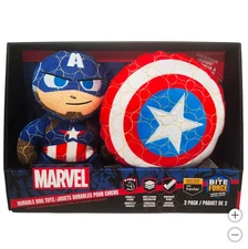 Bite Force Marvel Dog Toys 2-Pack – Captain America and Shield for Dogs