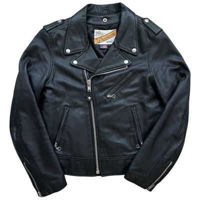 Chaqueta de cuero de piel de cordero negra L Schott NYC Perfecto para mujer - Imagen 1 de 4