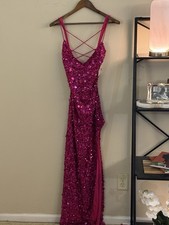 NWT Hot Pink Sequin Dress Size M   Formal Gown   Minor Defect  Extra Sequins