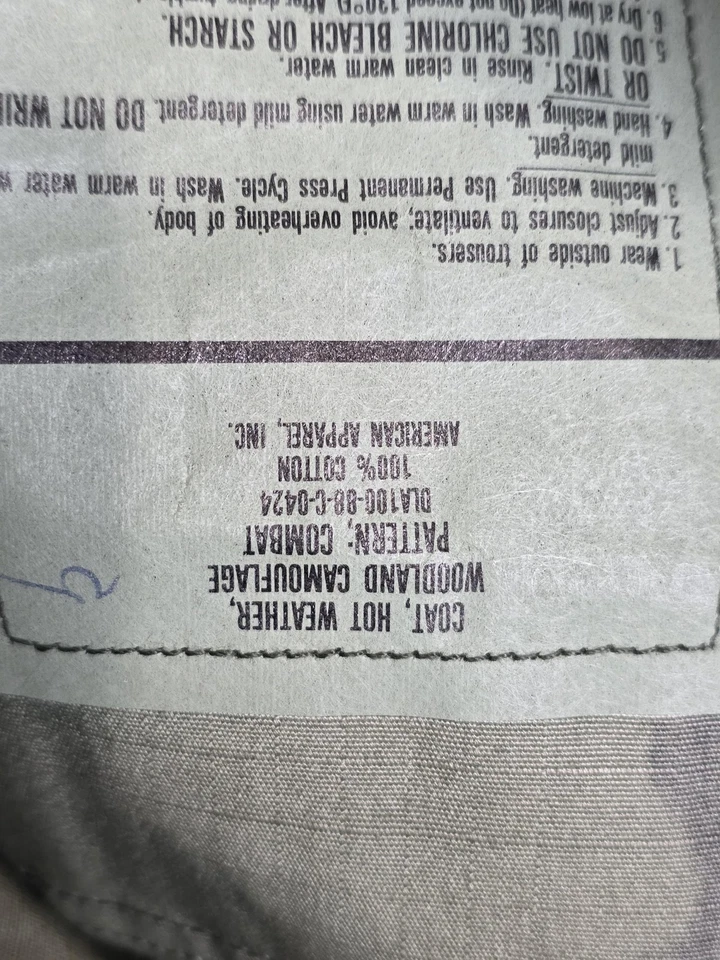 VINTAGE US Army BDU Jacket Mens Large Regular Woodland Camo Hot Weather 80s - Image 3 of 4