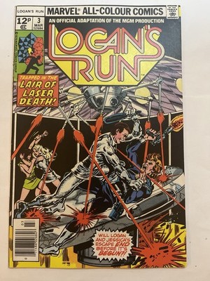 Logan s Run #3 (Mar 1977) Marvel 12p UK Variant NM  Rare MGM Adaptation KEY  ️