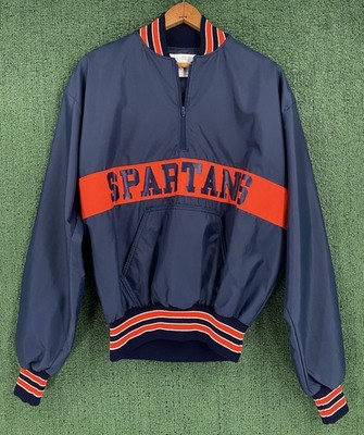 VTG 80 s DeLong Spartans Varsity Windbreaker 1/4 Zip Jacket Men s Medium