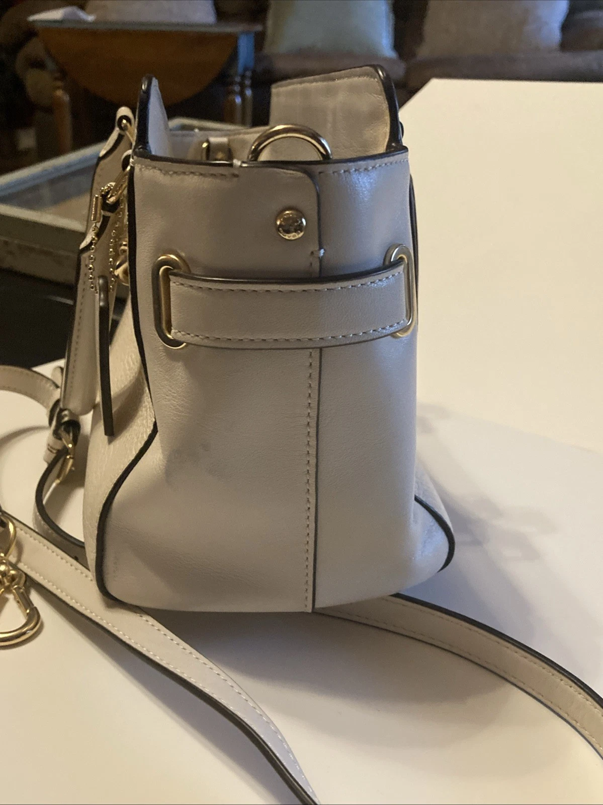 Coach Blake 25 borsa da trasporto gesso con accenti oro borsa a tracolla F35125 VEDI