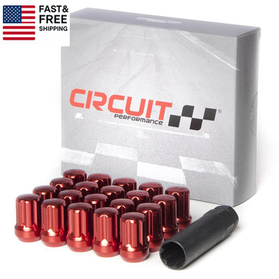 Spline Drive Tuner Acorn Lug Nuts Red 14X1.5 Forged Steel (20Pc + Tool) Compatib