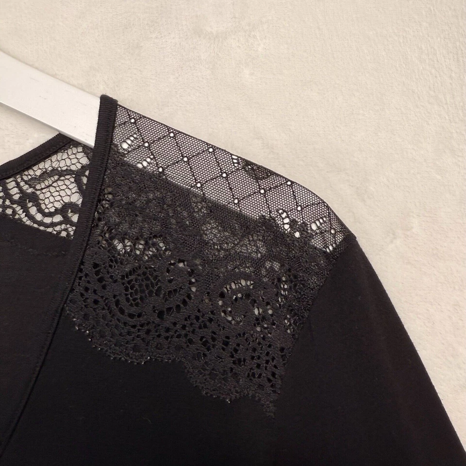 COSABELLA Italia Negro Encaje Manga Larga Pijama Top Elástico Viscosa Jersey Talla L Foto 3 de 4