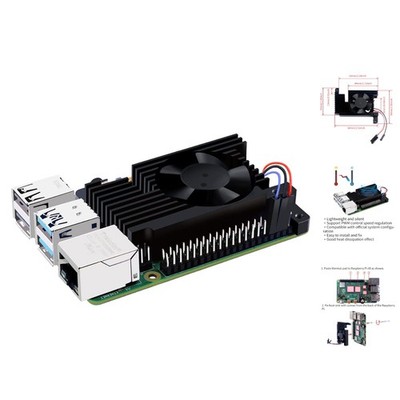 Lightweight Aluminum Heatsink with PWM Cooling Fan for Raspberry Pi 4 Model B