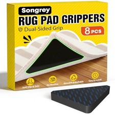 Songrey Rug Tape Rug Corner GrippersPCS, Reusable Double-Sided Carpet Tape to 8