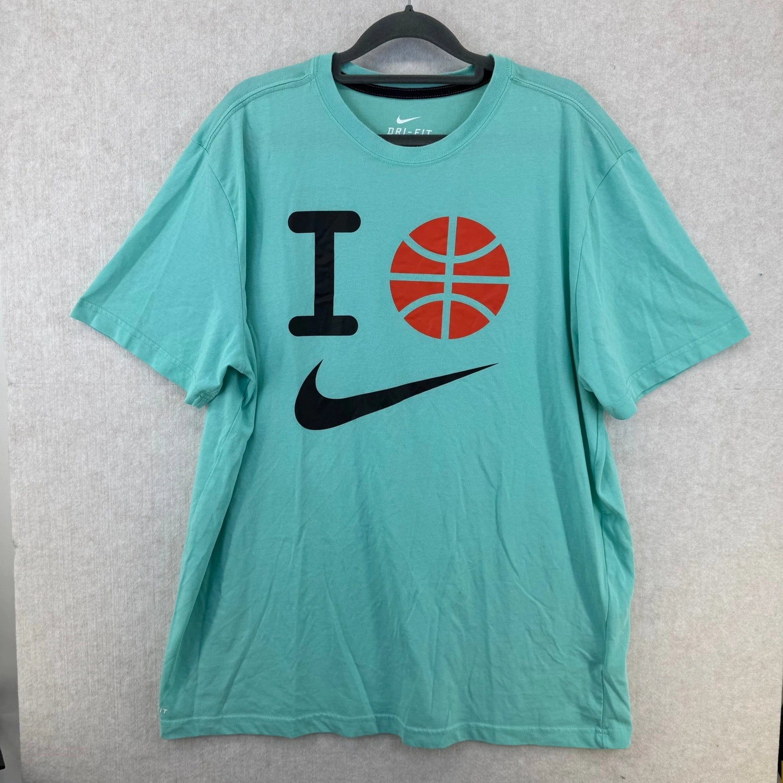 Nike Dri Fit T Shirt Aqua I Love Basketball Mens XL Graphic Tee