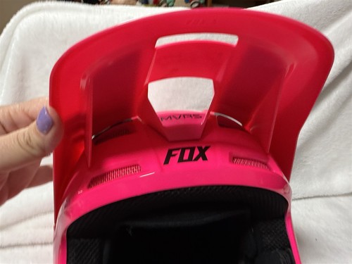 YOUTH FOX V1 HOT PINK / WHITE MOTOCROSS DIRT BIKE HELMET W/ GOGGLES SZ SMALL - Picture 14 of 21