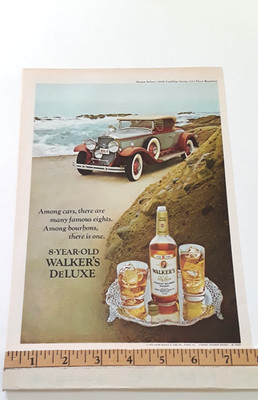 1930 CADILLAC SERIES 353 ROADSTER - HIRAM WALKER DeLUXE   ORIGINAL 1974 AD