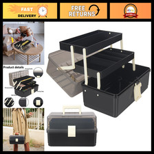 13-Inch Portable Art Storage Box - 3-Layer Plastic Craft Organizer with Handle f