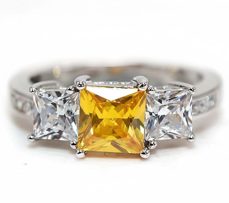 2CT Heat Treated Yellow Topaz 925 Sterling Silver Ring Jewelry Sz 6 NF1-2