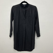 Madewell Latitude Shirt Dress Size S Small Shift Pockets Wool Blend Flannel Gray