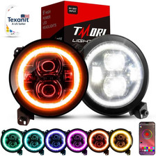 9 Inch Multi-Color LED Headlights with Angel Eyes Ring DOT Hi/Lo Beam round Head