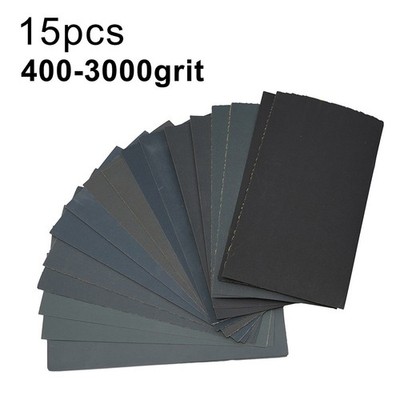 15 St��ck Nass Trocken Schleifpapier Set 400 bis 3000 K?rnung zum Gl?tten von