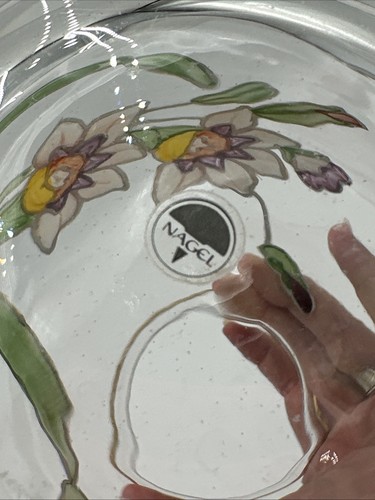 Nagel Glass Vase Hand painted Daffodils And Butterfly Made In Germany - Picture 6 of 17