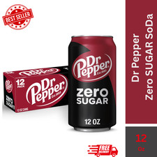 Dr Pepper Zero Sugar Soda Pop, 12 fl oz, 12 Pack Cans FREE  FAST SHIPPING