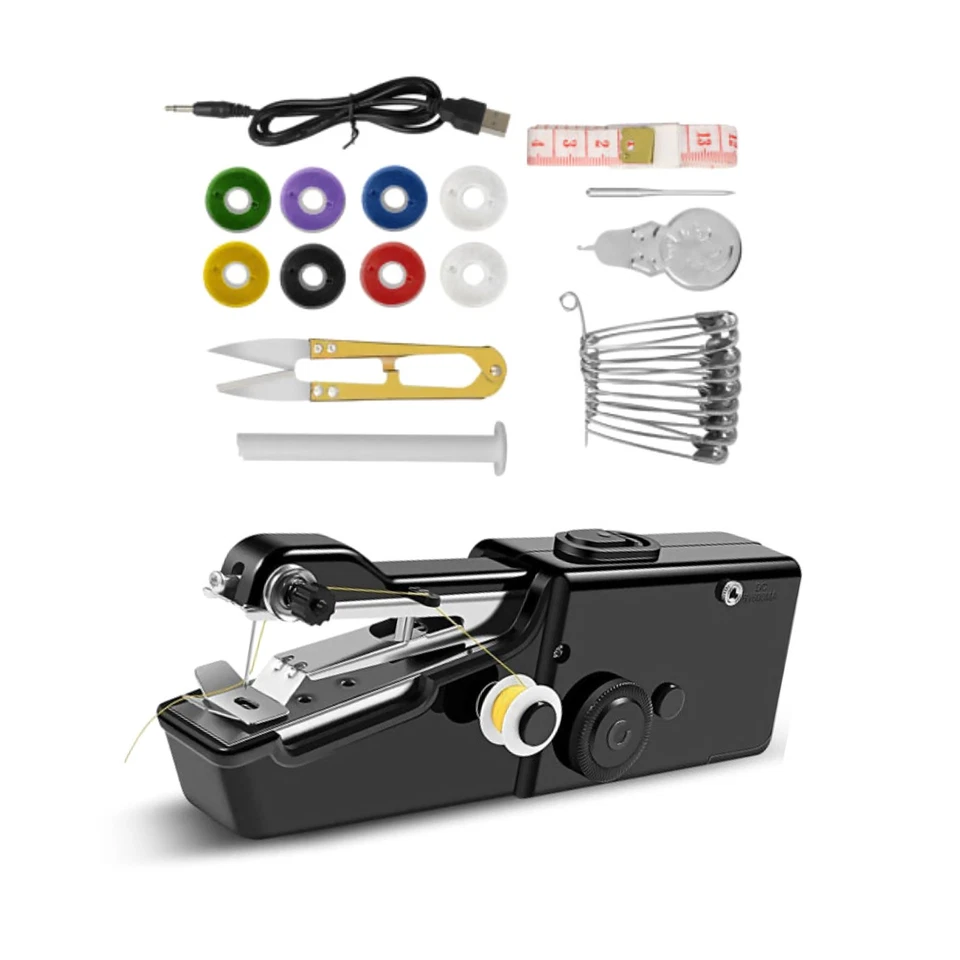 1Set Handheld Mini Sewing Machine Stitch Electric Compact Tool w/ Accessories - Image 4 of 4