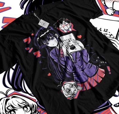 Anime Komi San Can't Communicate Hitohito Graphic Black T-Shirt Size S-5XL