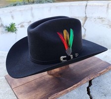 Texana Original Tombstone 20X Estilo Sinaloa Chaparral con Plumas - Black