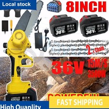 8INCH 4500W Cordless New ectric Chainsaw 2Battery Wood Cutter Rechargeable 36VF