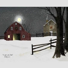 Billy Jacobs "A LIGHT IN THE STABLE"  Lighted LED Canvas Print 12" x 16"  Winter