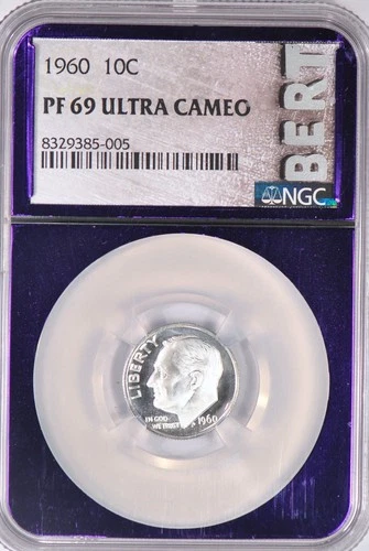 1960 Roosevelt Dime Proof NGC PF 69 ULTRA CAMEO PR 69 DCAM Frosty Silver Coin