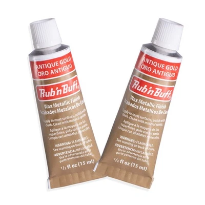 AMACO Rub n Buff Wax Metallic Finish - 2 Rub n Buff Antique Gold 15ml Tubes -...