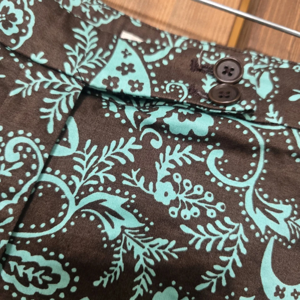 Pantalones capri Harold’s para mujer talla 8 marrón verde azulado estampado cachemir Foto 3 de 4