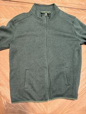 Women s Green Full Zip Fleece Mock Neck Sweatshirt Pockets Long Sleeve Zipper