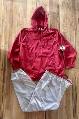  90s ENERGY ZONE- 4X Windbreaker Jacket & Pant Red Nylon 2pc Active Set  New