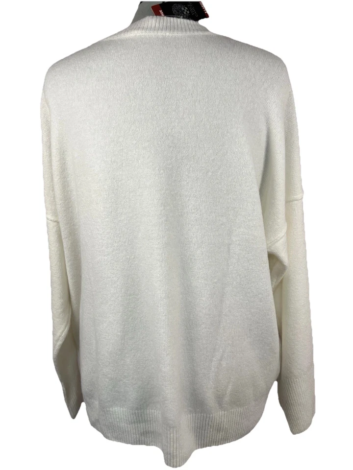 Suéter Vince Camuto Festivo Vacaciones Suave Cálido Marfil con Cuentas Doradas XL Foto 2 de 4