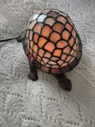 Vintage Tiffany Style Turtle Accent Lamp Stained Glass Tortoise Multi Color.