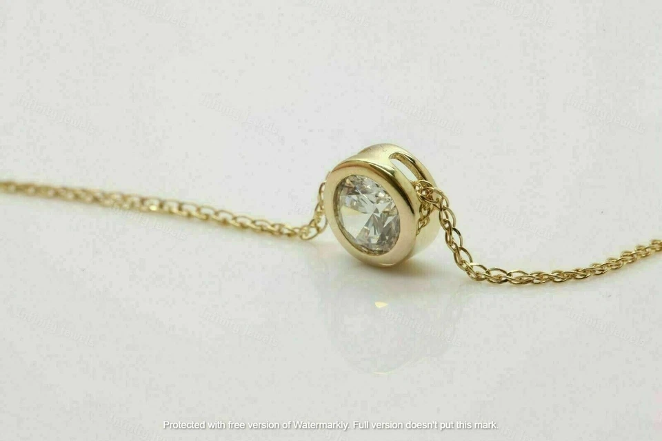 2.00Ct Round Diamond Solitaire Bezel Set Pendant Necklace 14K Yellow Gold Finish - Image 4 of 4