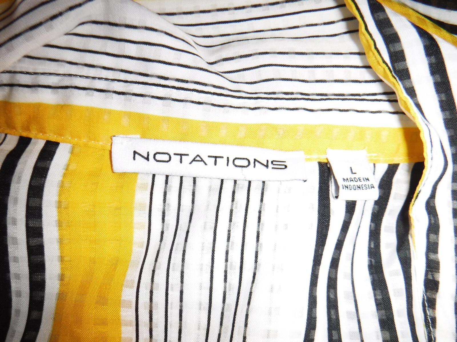 Notations Large white multi-colored striped adjus… - image 4