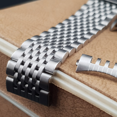 Very Nice 20mm Solid BoR Rice Beads Steel Watch Bracelet/Watch Band