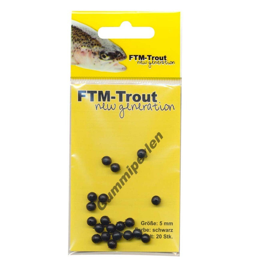 FTM Gummiperlen Schwarz, 5 мм, 20 стк. Перлен для монтажа