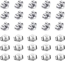 30pcs/15 Pairs 925 Sterling Silver Earring Backs Replacement Secure Ear Locking,