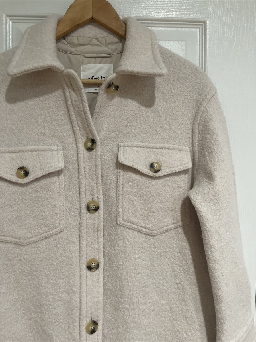 【新品未使用】baby frill wool like shirt jacket Aritzia Wilfred Free The Ganna Shirt Jacket in Heather Bone