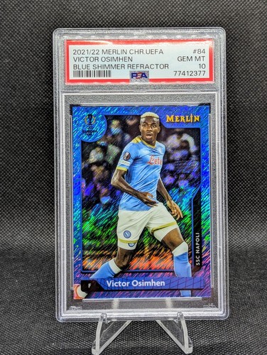 Victor Osimhen [Blue Shimmer] #84 2021 Topps Merlin Chrome UEFA card