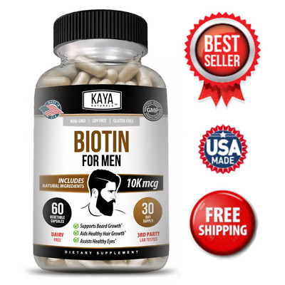 Men's Biotin 60ct Promotes Beard & Hair Growth Healthy Skin Metabolic Booster
