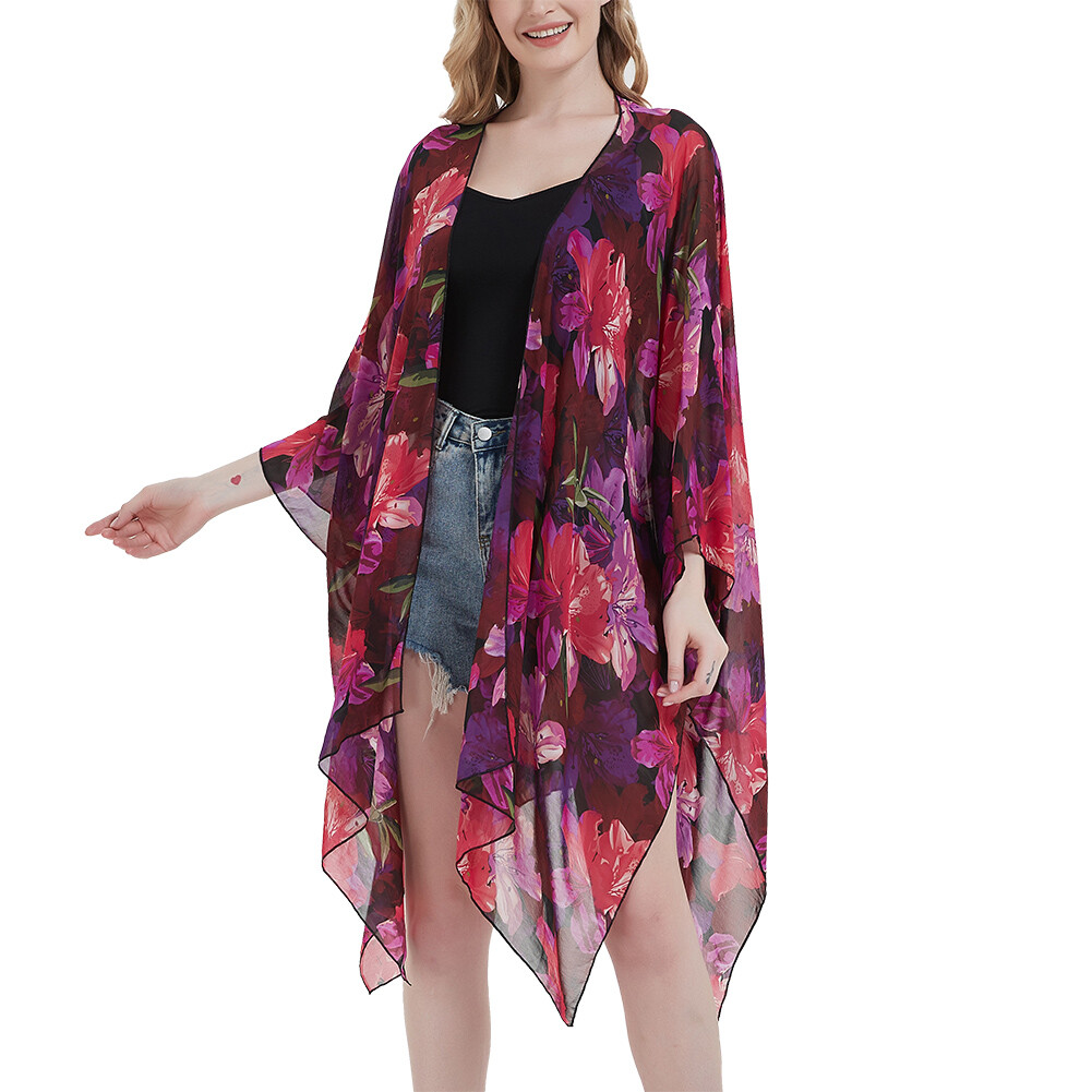 New Ladies Summer Holiday Cover Up Jacket Chiffon Kimono Cardigan - Main Image