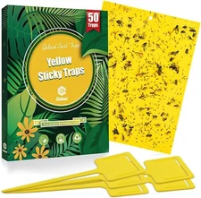 Gideal 20-Pack Dual-Sided Yellow Sticky Traps for Flying Plant Insect Such as Fu