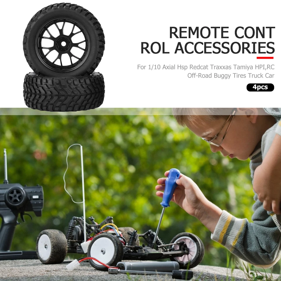 4PCS RC Racing Gummiräder für 1/10 Axial RC LKW Auto Off-Road Buggy Reifen 12mm - Bild 2 von 4