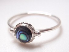 Small Abalone Ring 925 Sterling Silver Size 6 7 8