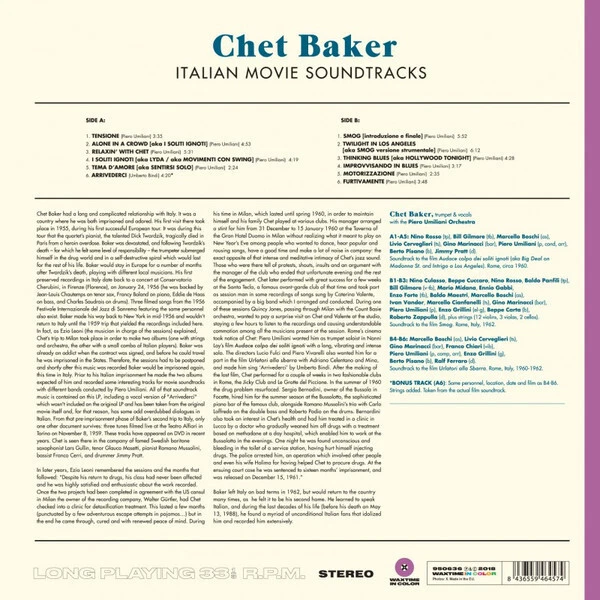 CHET BAKER-Italian Movie Soundtracks (Limited Transparent Purple Vinyl)-Vinyl... - Image 2 of 2