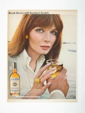Vintage Teachers Scotch Whiskey 1960s Print Ad Bar Decor Red Head Woman MOD