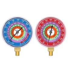 Refrigeration Pressure Gauge 2-3/4" Dial Blue Dial & Red Dial 1/8" NPT Lower ...